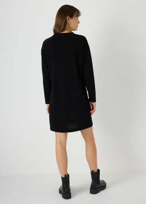 Black Cable Knit Mini Dress - 8 Image 2