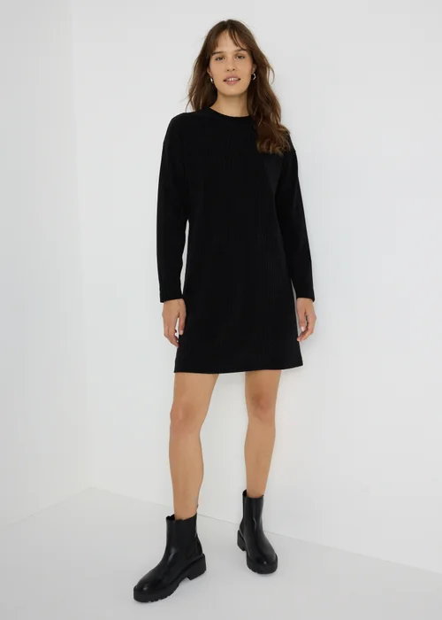 Black Cable Knit Mini Dress - 8 Image 1
