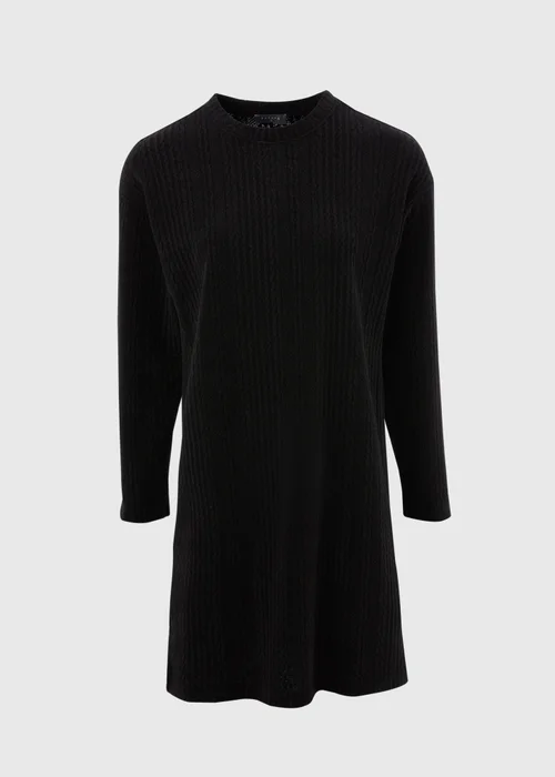 Black Cable Knit Mini Dress - 8 Image 4