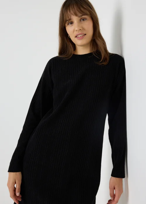 Black Cable Knit Mini Dress - 8 Image 3