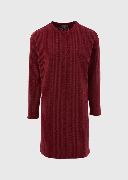 Burgundy Cable Knit Mini Dress - 8 Image 4