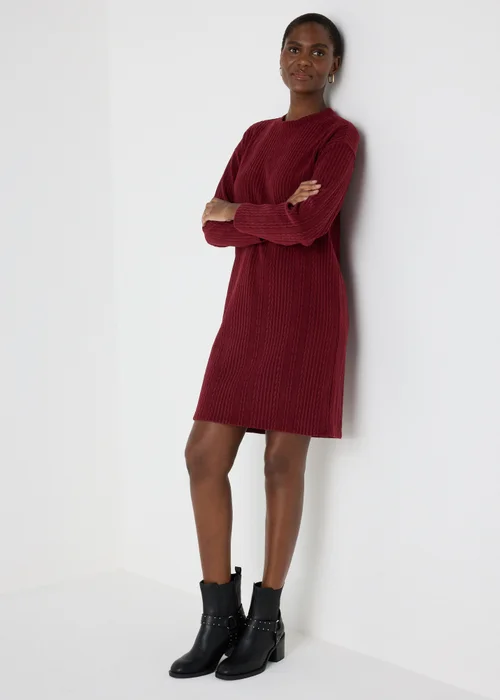 Burgundy Cable Knit Mini Dress - 8 Image 1