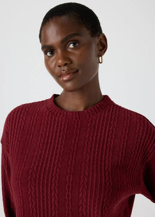Burgundy Cable Knit Mini Dress - 8 Image 3