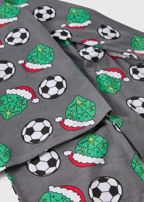 Boys Grey Christmas Sprout Football Pyjama Set (7-13yrs) - Age 7 Years Image 2