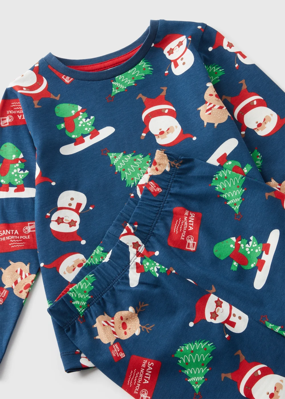 Winter Poem Boys Navy Christmas Top & Bottoms Pyjama Set (1-7yrs) - 1 half year to 2 Image 2