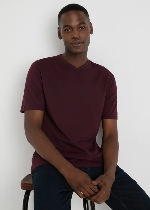 Burgundy Essential V-Neck T-Shirt - XS Image 1