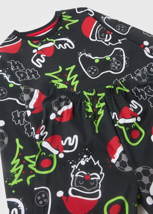 Boys Black Christmas Gaming Pyjama Set (7-12yrs) - Age 7 Years Image 2