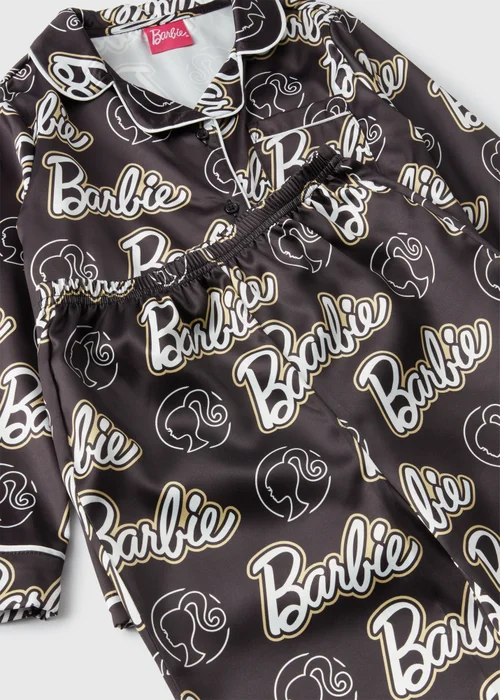 Barbie Girls Black Satin Pyjama Set (4-12yrs) - Age 4 Years Image 2