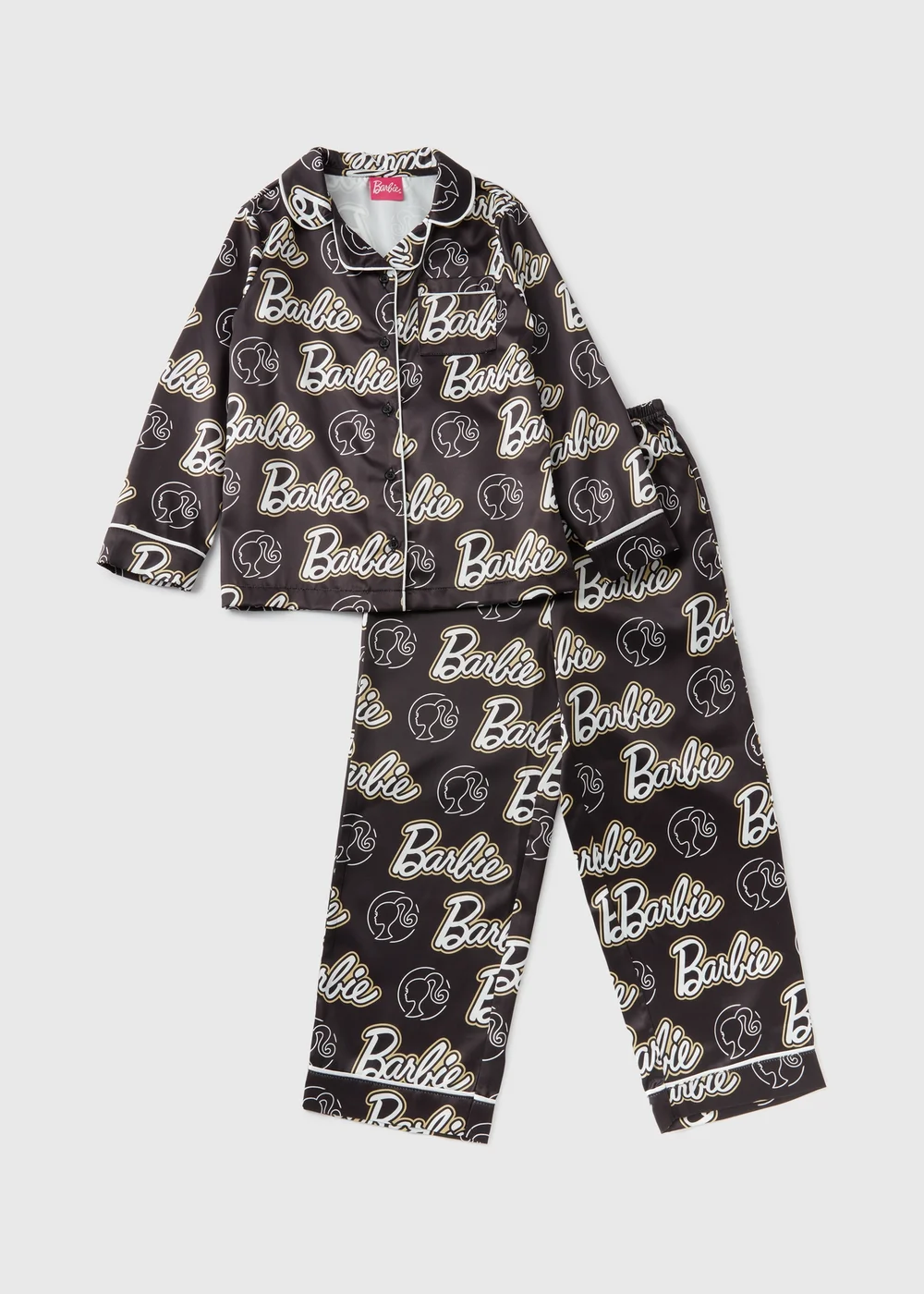Barbie Girls Black Satin Pyjama Set (4-12yrs) - Age 4 Years Image 1