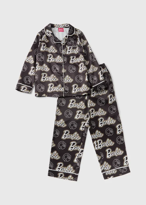 Barbie Girls Black Satin Pyjama Set (4-12yrs) - Age 4 Years Image 1