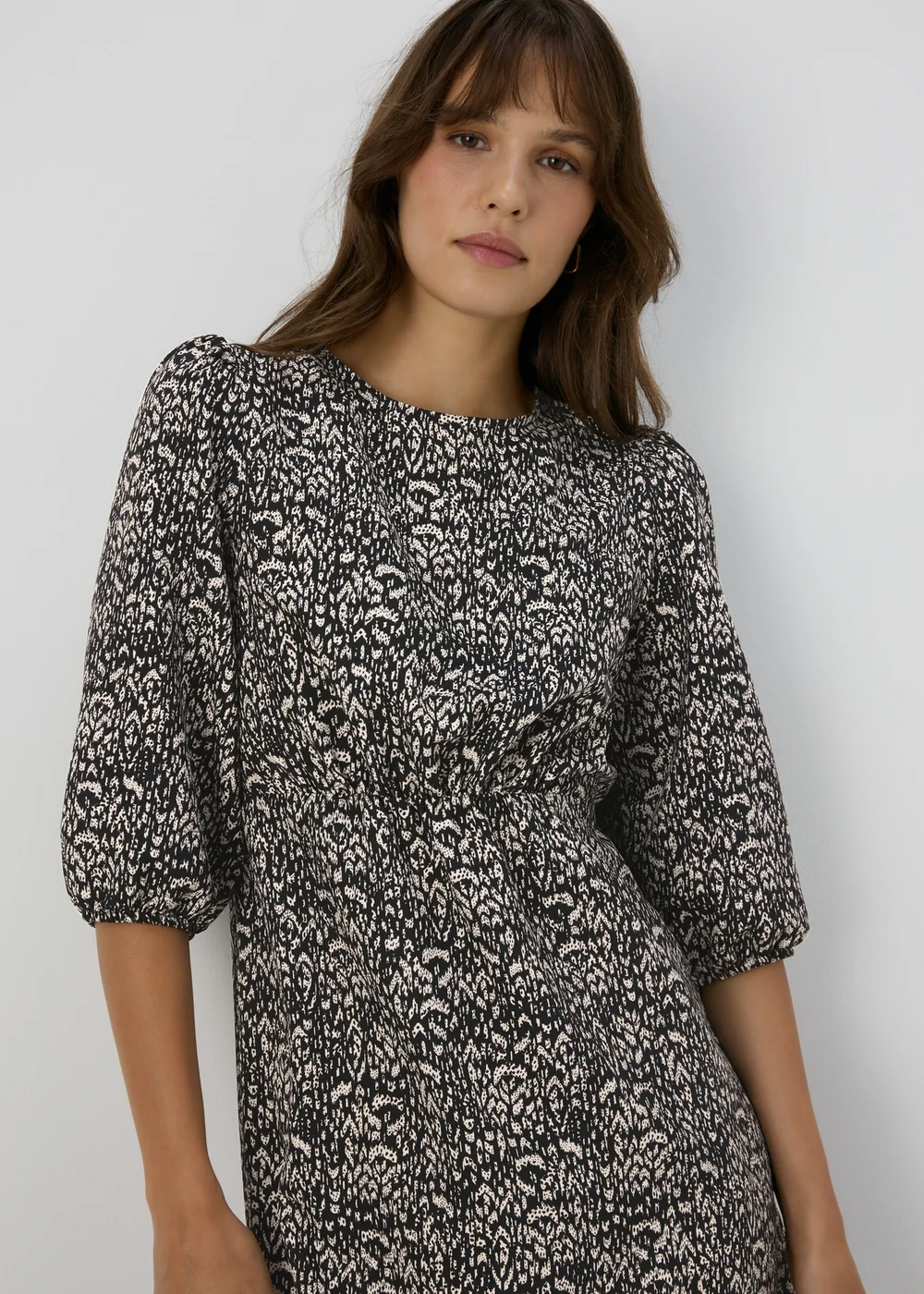 Black Printed Midi Dress - 8 Image 3