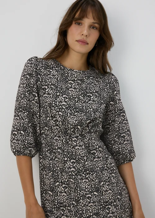 Black Printed Midi Dress - 8 Image 3