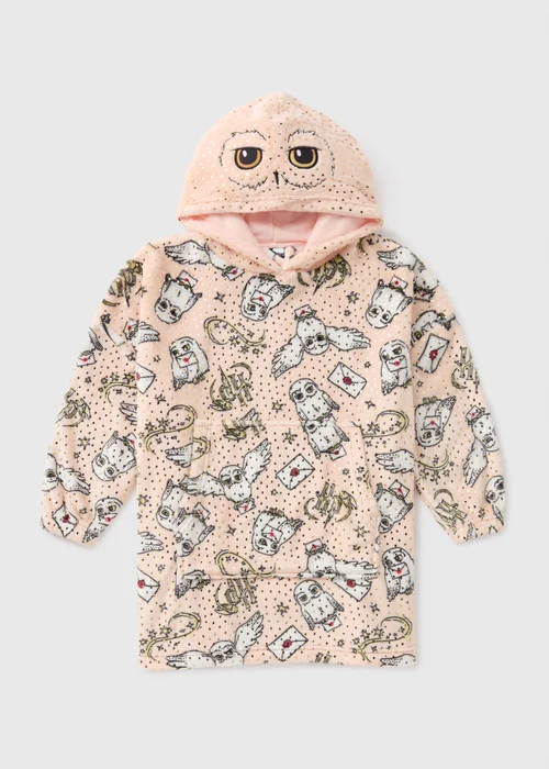 Harry Potter Kids Pink Hedwig Snuggle Hoodie (3-13yrs) - Small Image 1