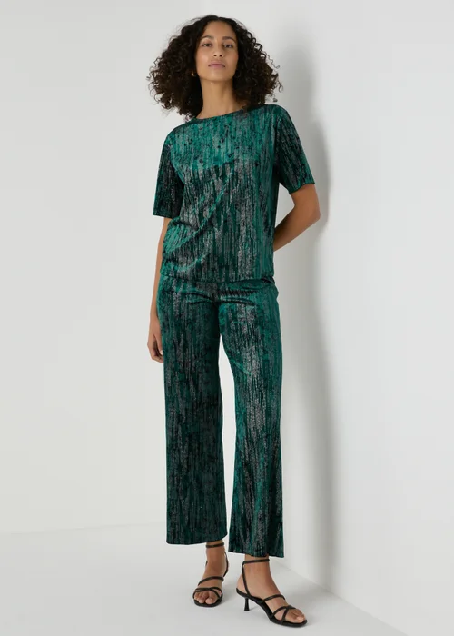 Et Vous Green Glitter Velvet Top - Size 8 Image 3