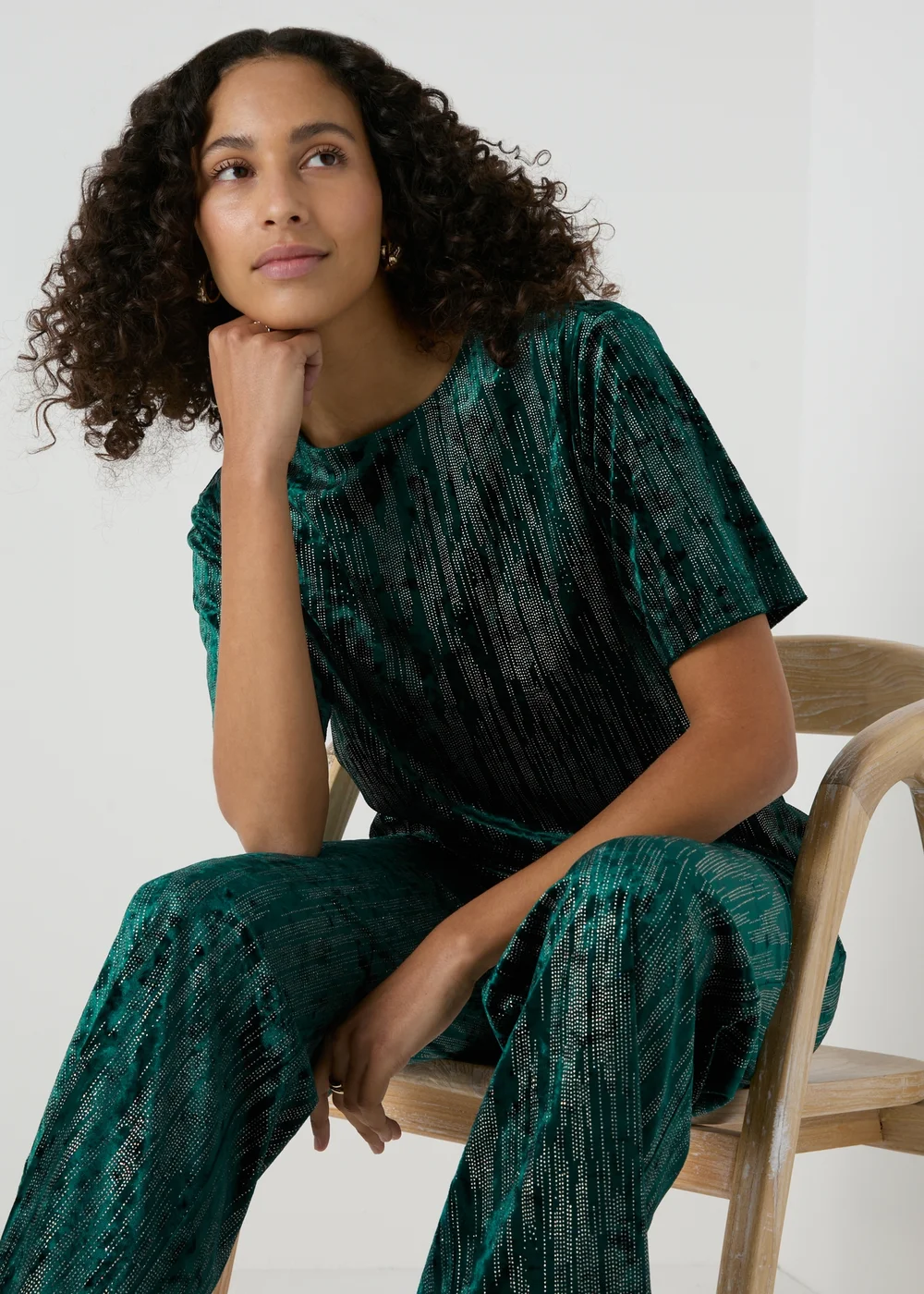 Et Vous Green Glitter Velvet Top - Size 8 Image 1