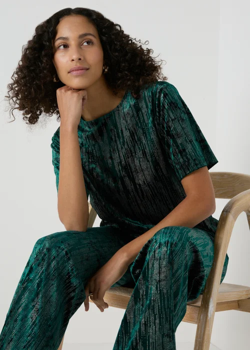 Et Vous Green Glitter Velvet Top - Size 8 Image 1