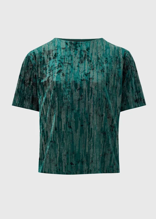 Et Vous Green Glitter Velvet Top - Size 8 Image 4
