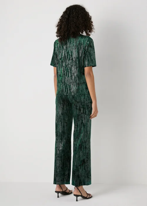 Et Vous Green Glitter Velvet Trousers - 8 Image 2
