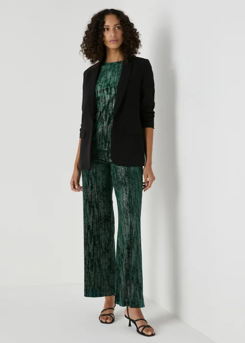 Et Vous Green Glitter Velvet Trousers - 8 Image 3