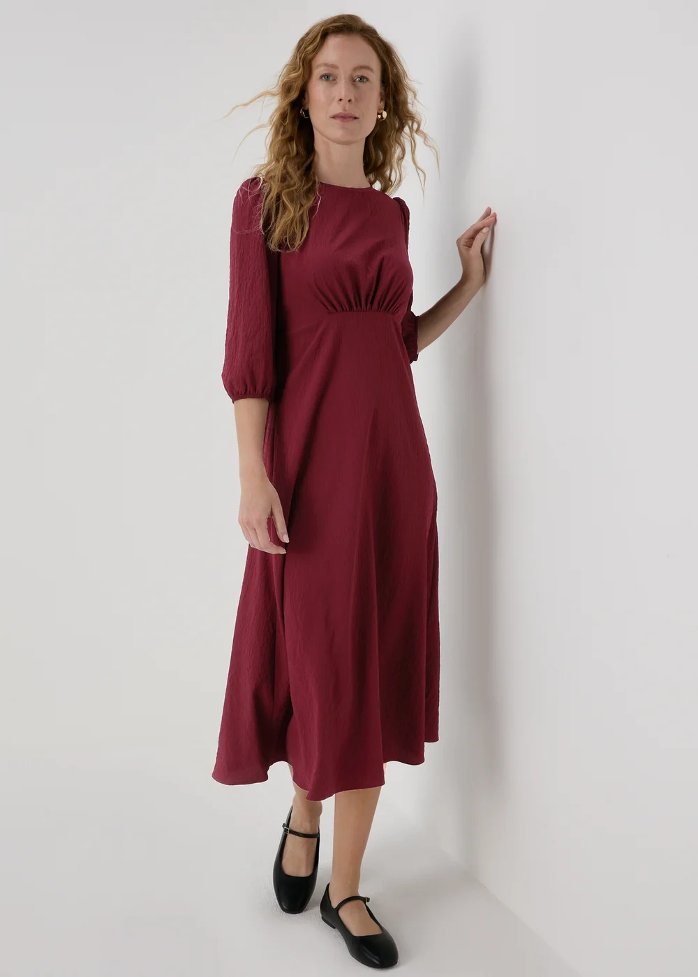 Burgundy Midi Tea Dress - 8 Image 1