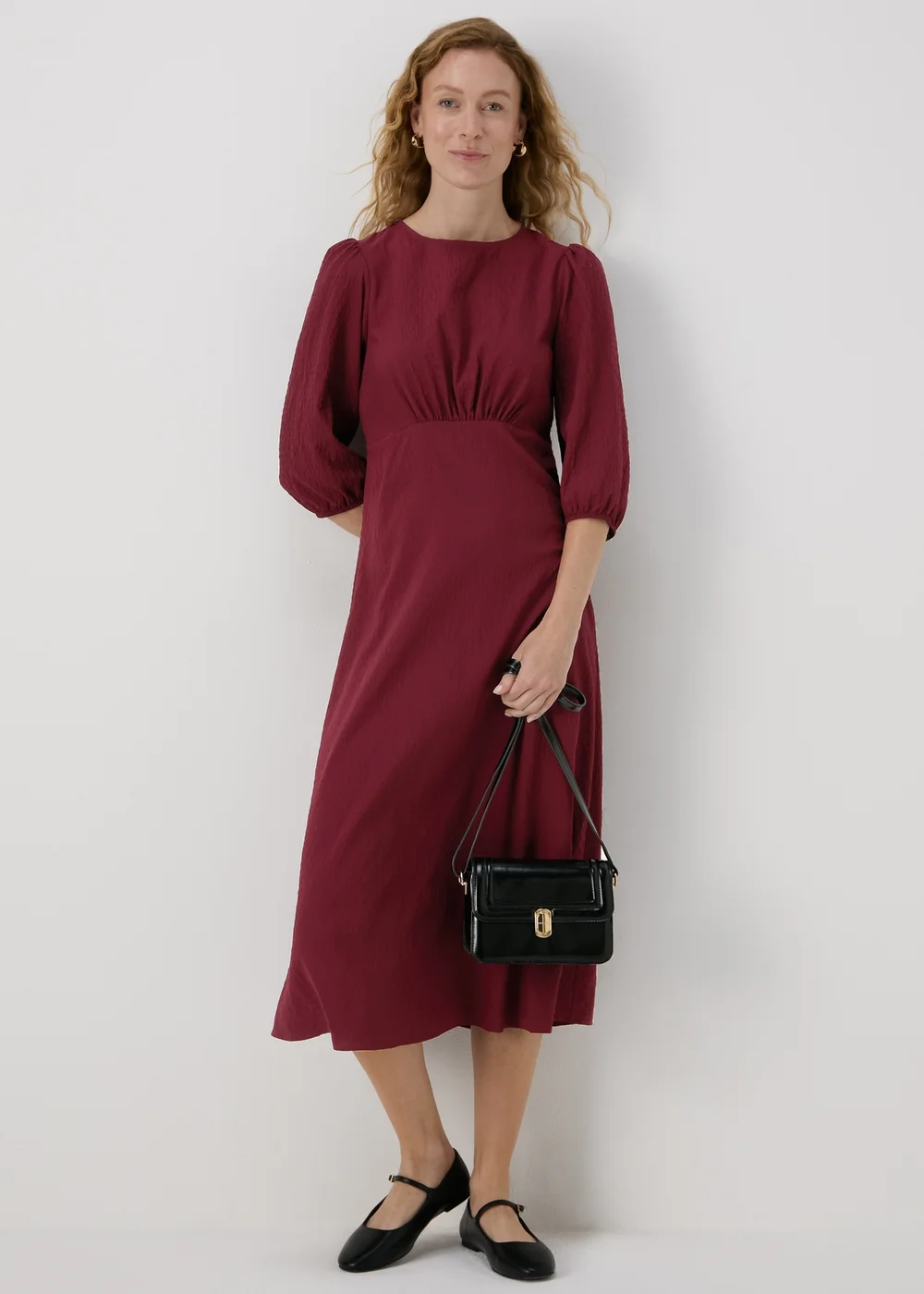 Burgundy Midi Tea Dress - 8 Image 4