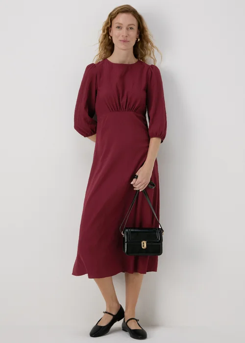 Burgundy Midi Tea Dress - 8 Image 4