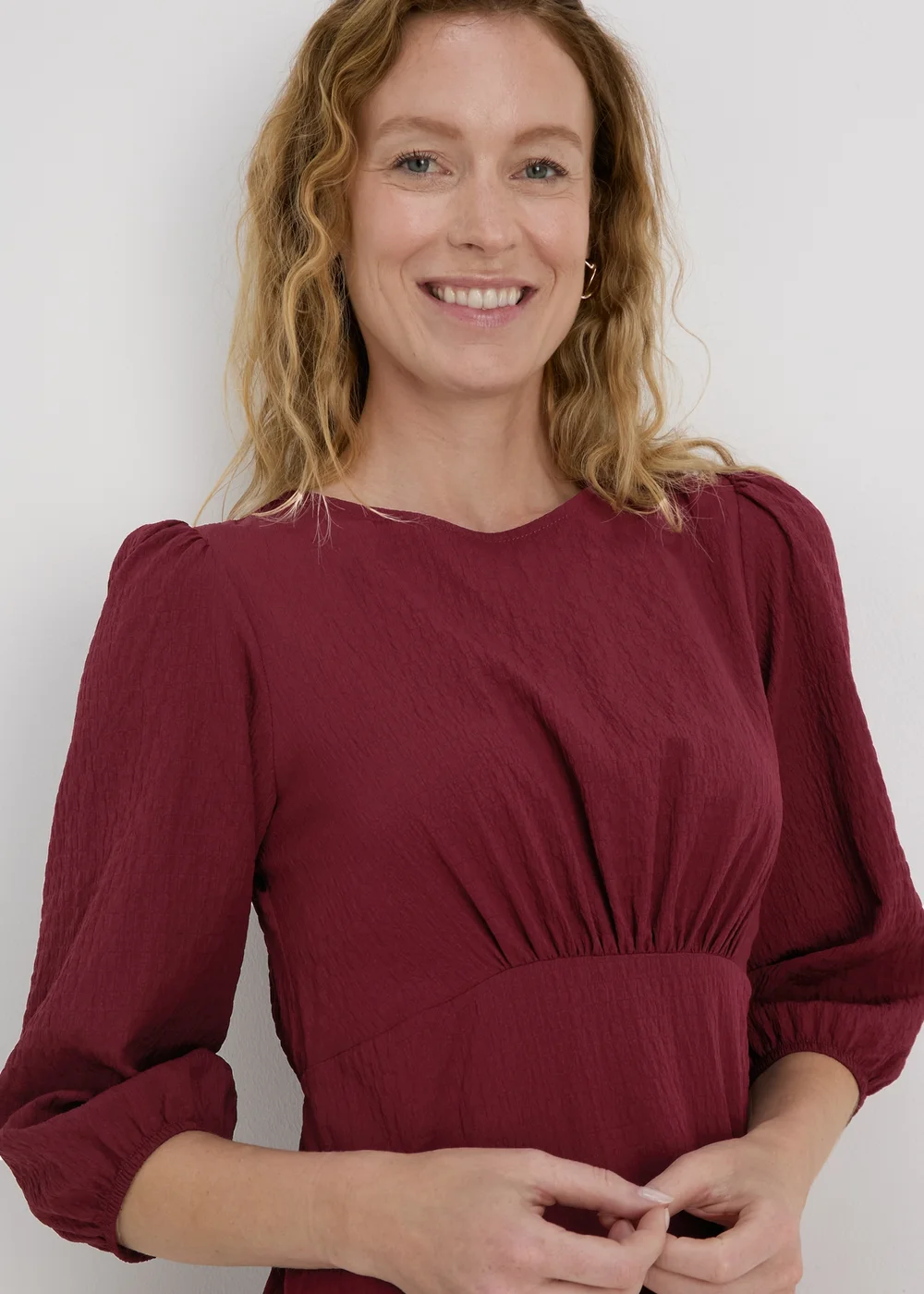 Burgundy Midi Tea Dress - 8 Image 3