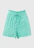 Green Patterned Viscose Shorts - 8 Image 5