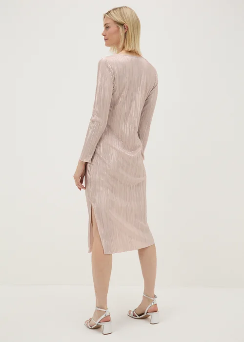 Pink Metallic Plisse Midi Dress - 8 Image 2