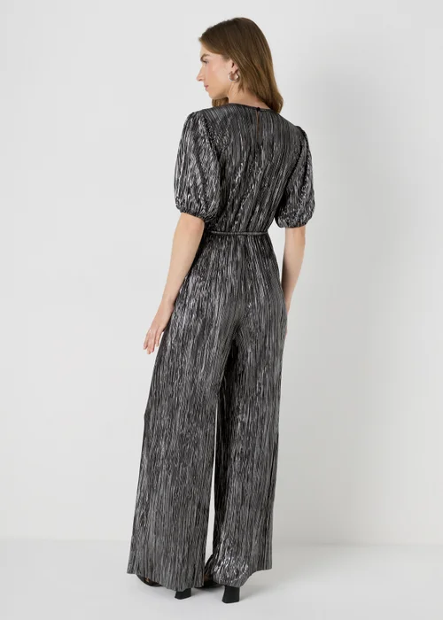 Black Metallic Plisse Jumpsuit - 8 Image 2