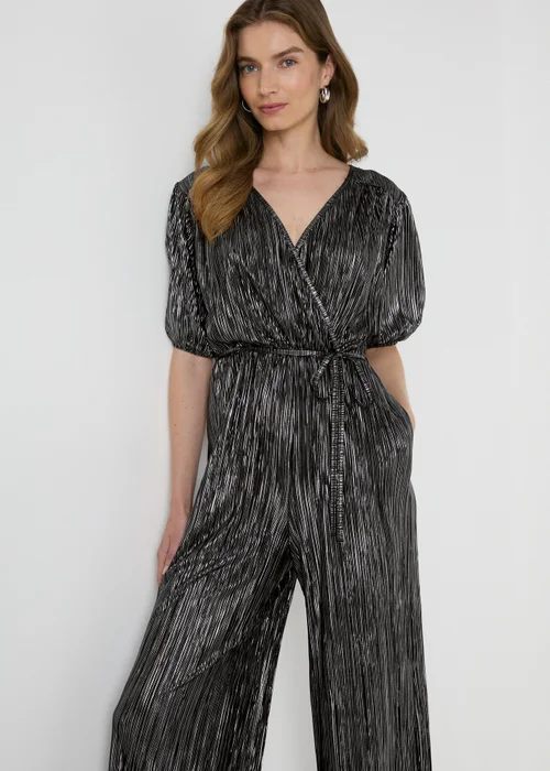 Black Metallic Plisse Jumpsuit - 8 Image 3