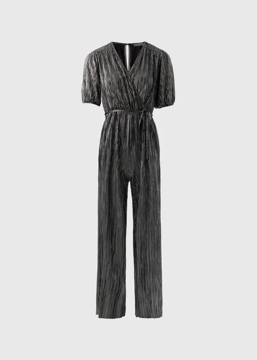Black Metallic Plisse Jumpsuit - 8 Image 4