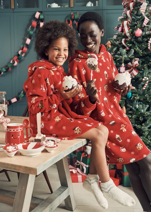Kids Red Christmas Gingerbread Snuggle Hoodie (3-13yrs) - Medium Image 1