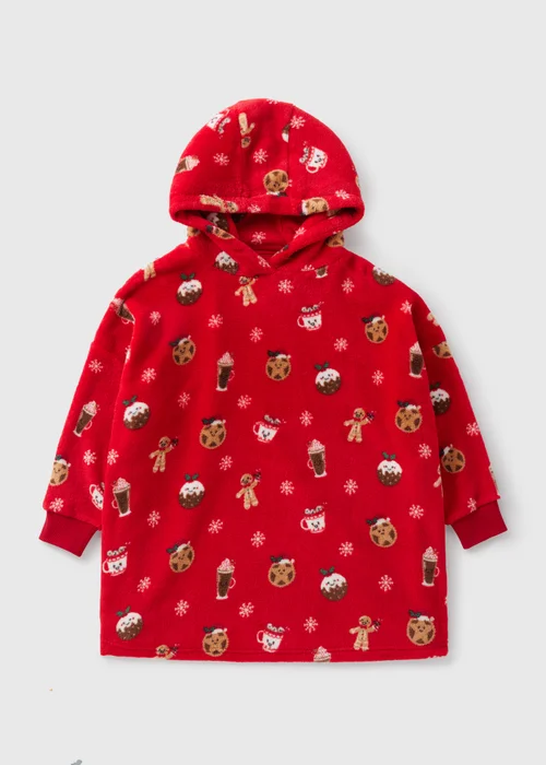 Kids Red Christmas Gingerbread Snuggle Hoodie (3-13yrs) - Medium Image 2