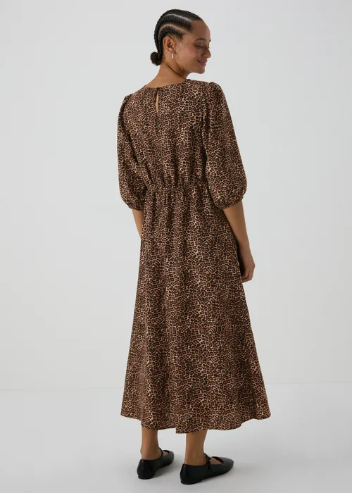 Brown Leopard Print Midi Dress - 8 Image 2