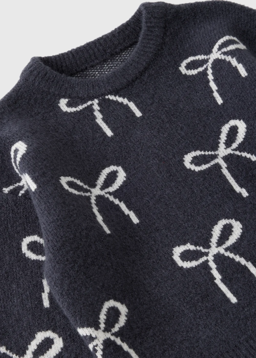 Girls Charcoal Bow Knitted Jumper (1-7yrs) - 2-3 Yrs Image 2