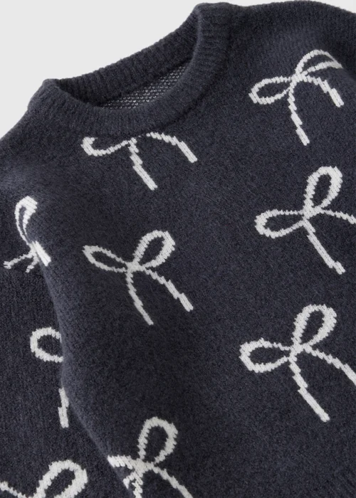 Girls Charcoal Bow Knitted Jumper (1-7yrs) - 2-3 Yrs Image 2