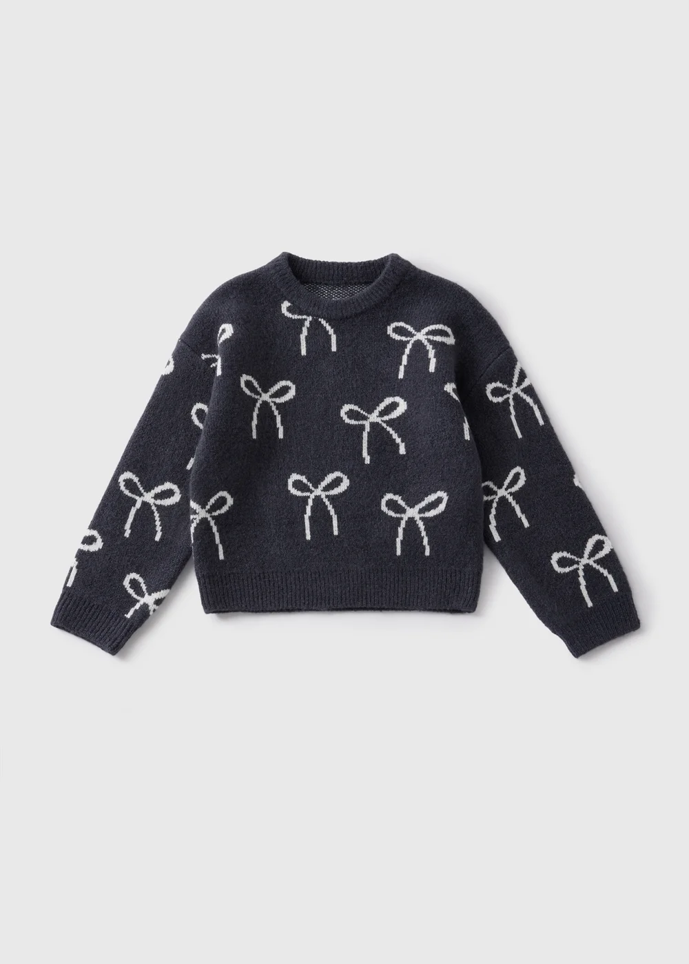 Girls Charcoal Bow Knitted Jumper (1-7yrs) - 2-3 Yrs Image 1