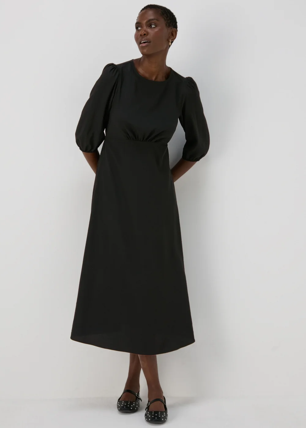 Black Midi Tea Dress - 8 Image 1