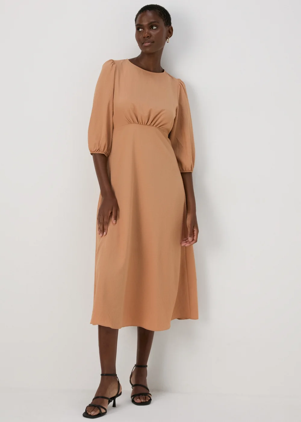 Camel Midi Tea Dress - 8 Image 1