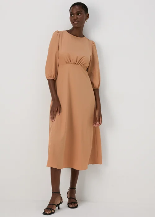Camel Midi Tea Dress - 8 Image 1