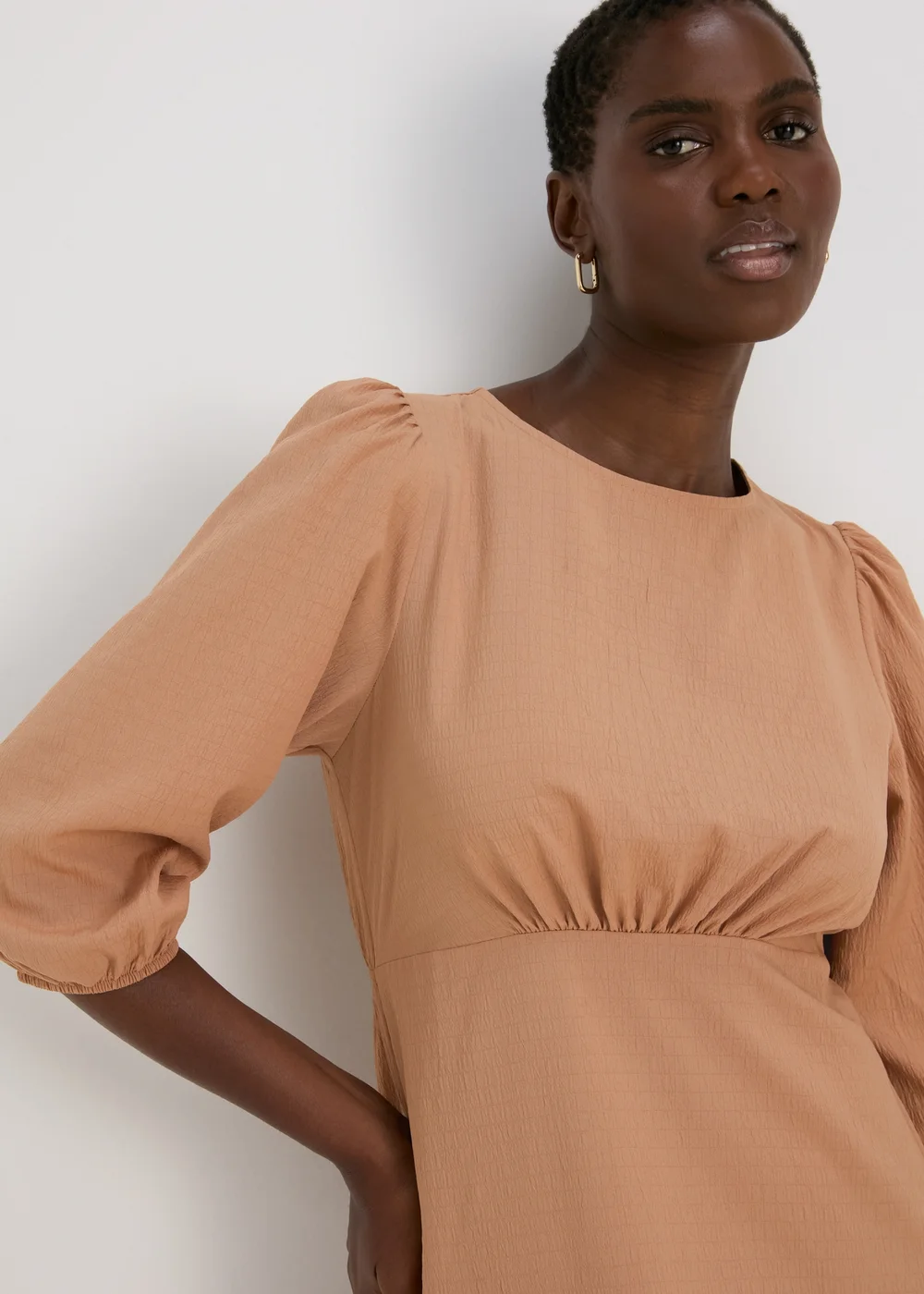 Camel Midi Tea Dress - 8 Image 3
