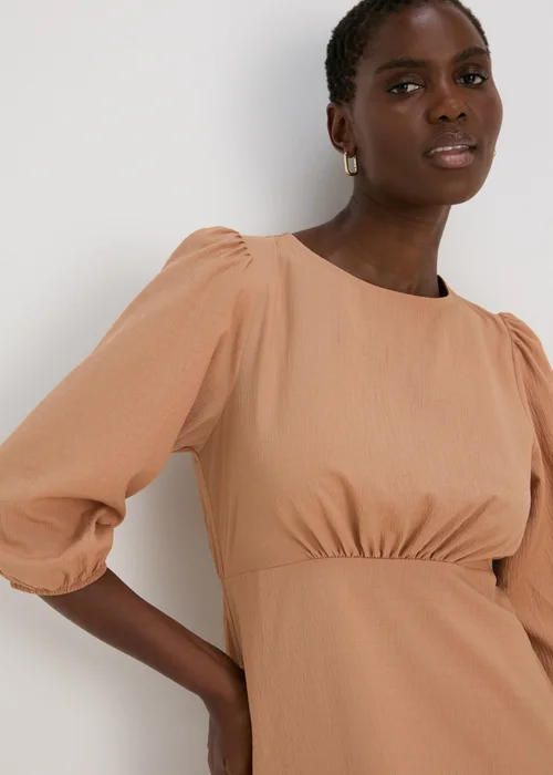 Camel Midi Tea Dress - 8 Image 3