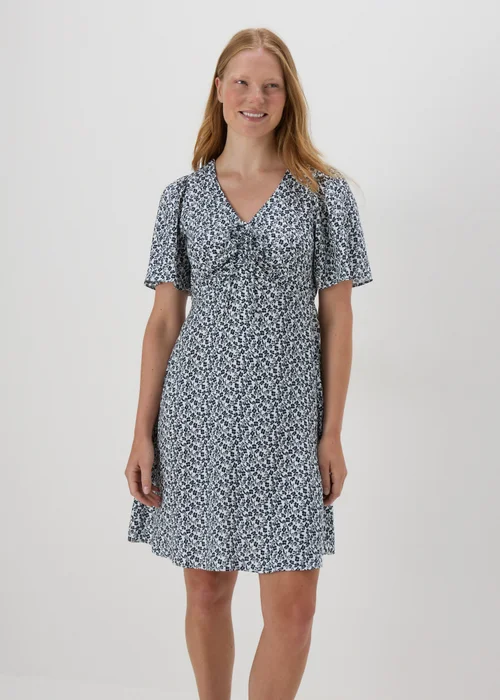 Cream Ditsy Mini Dress - 8 Image 1