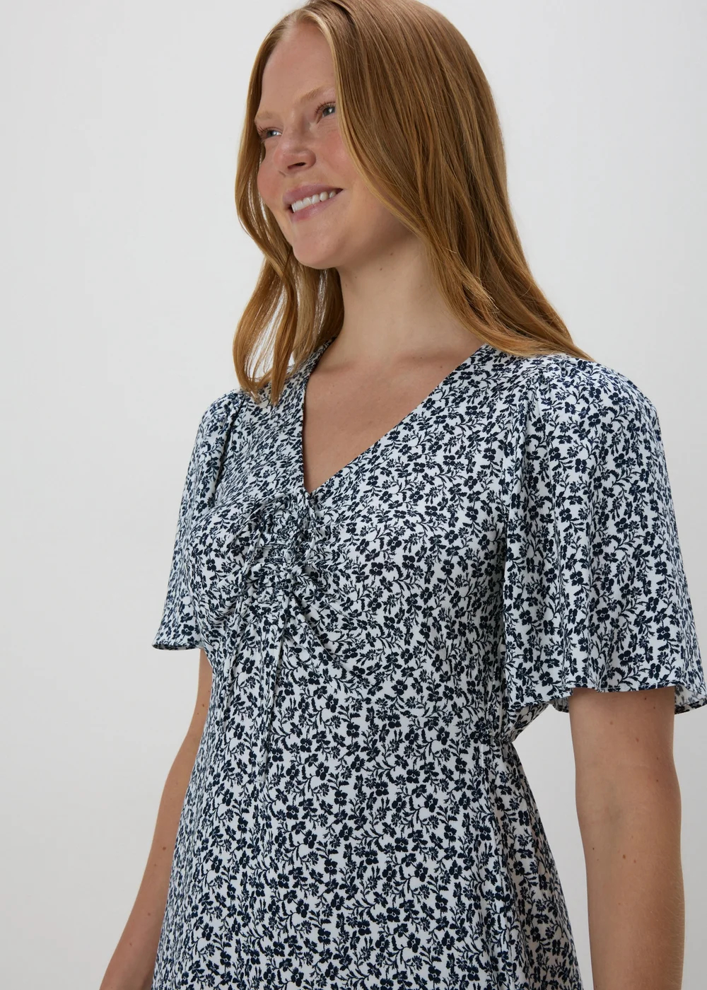 Cream Ditsy Mini Dress - 8 Image 3