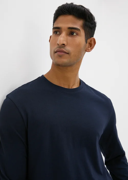 Navy Essential Crew Neck Long Sleeve T-Shirt - S Image 3