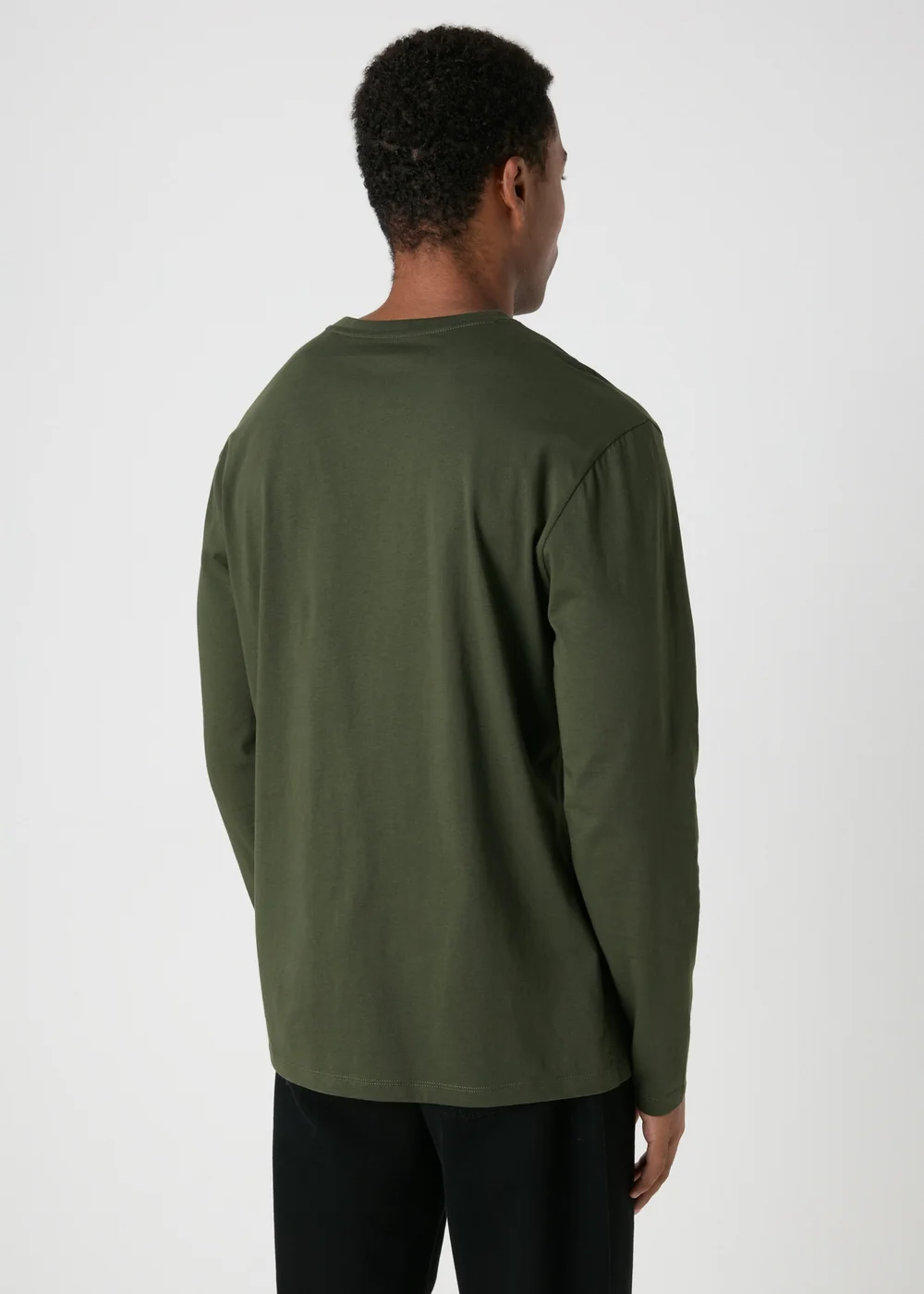 Khaki Essential Crew Neck Long Sleeve T-Shirt - S Image 2