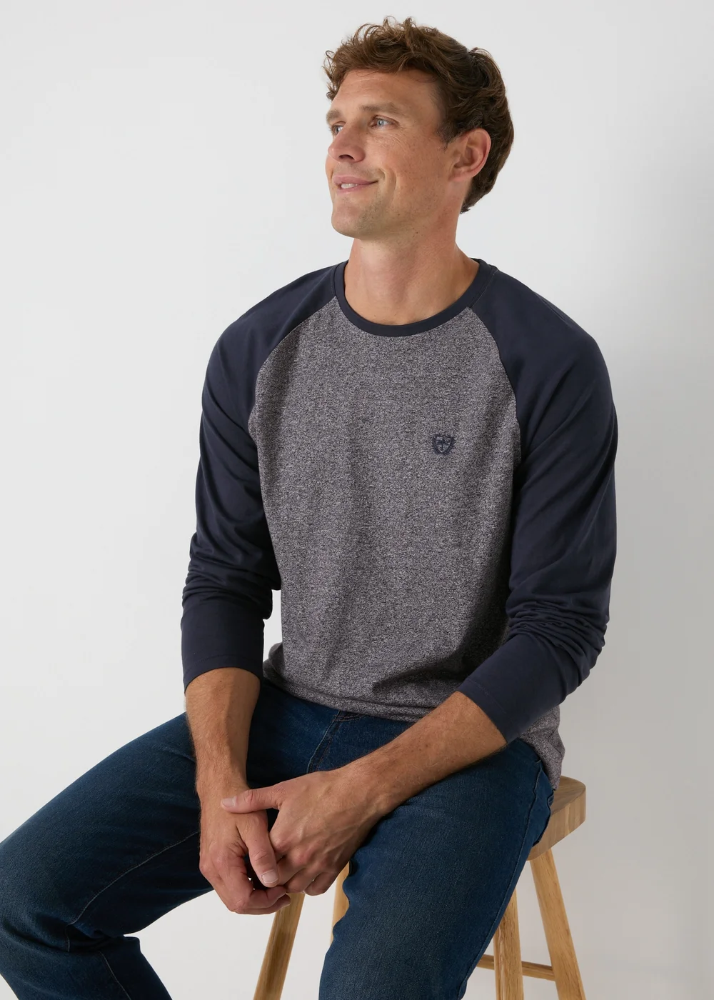 Navy Raglan Long Sleeve Top - S Image 1