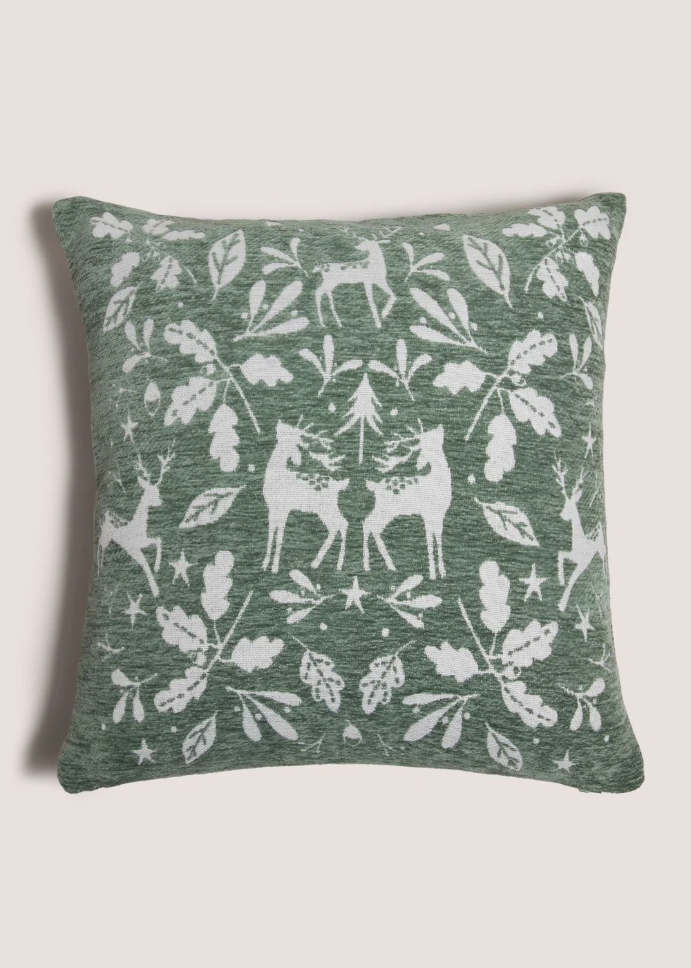 Green Stag Chenille Cushion Image 1