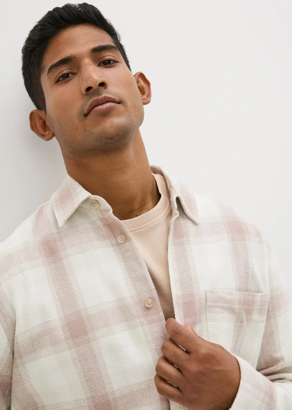 Ecru Check Flannel Shirt - S Image 3